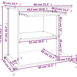 vidaXL Computerbureau 80x50x75 cm bewerkt hout gerookt eikenkleurig