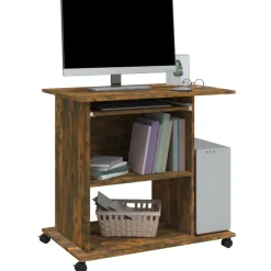 vidaXL Computerbureau 80x50x75 cm bewerkt hout gerookt eikenkleurig