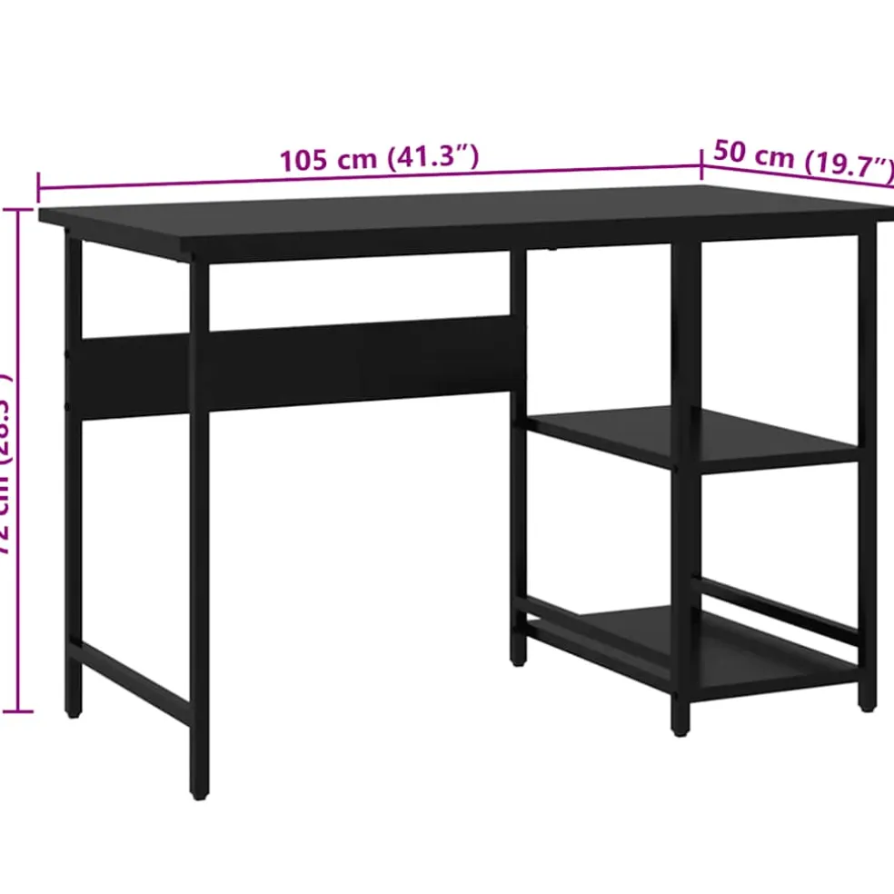 vidaXL Computerbureau 105x50x72 cm MDF en metaal zwart