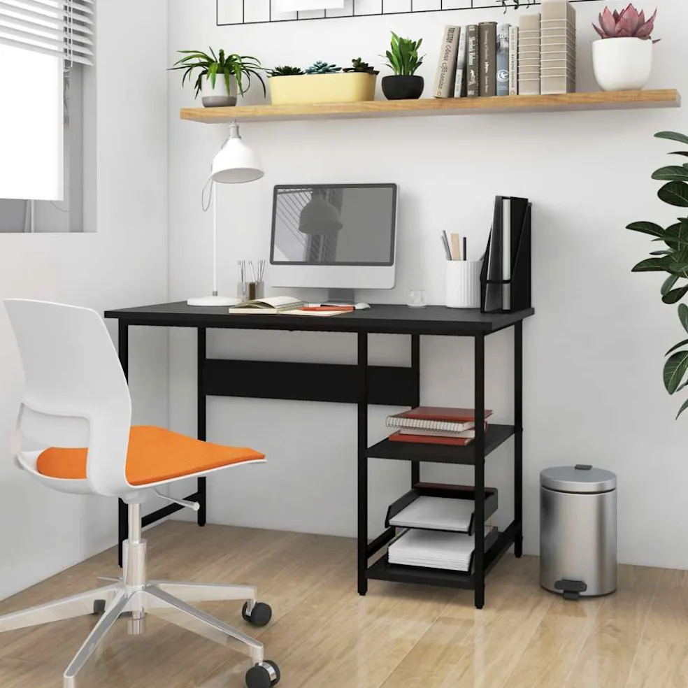 vidaXL Computerbureau 105x50x72 cm MDF en metaal zwart