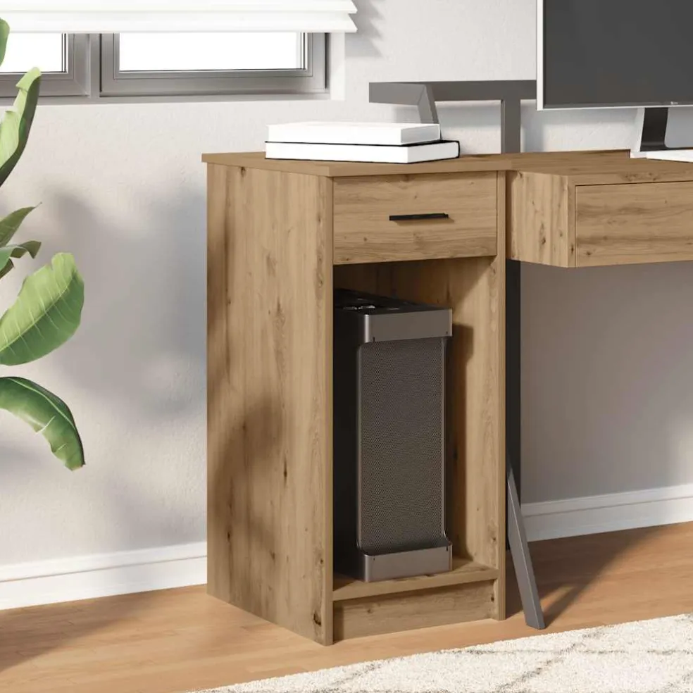 vidaXL Computertorenstandaard met lade 35x45x77 cm artisanaal eiken