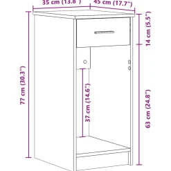 vidaXL Computertorenstandaard met lade 35x45x77 cm artisanaal eiken