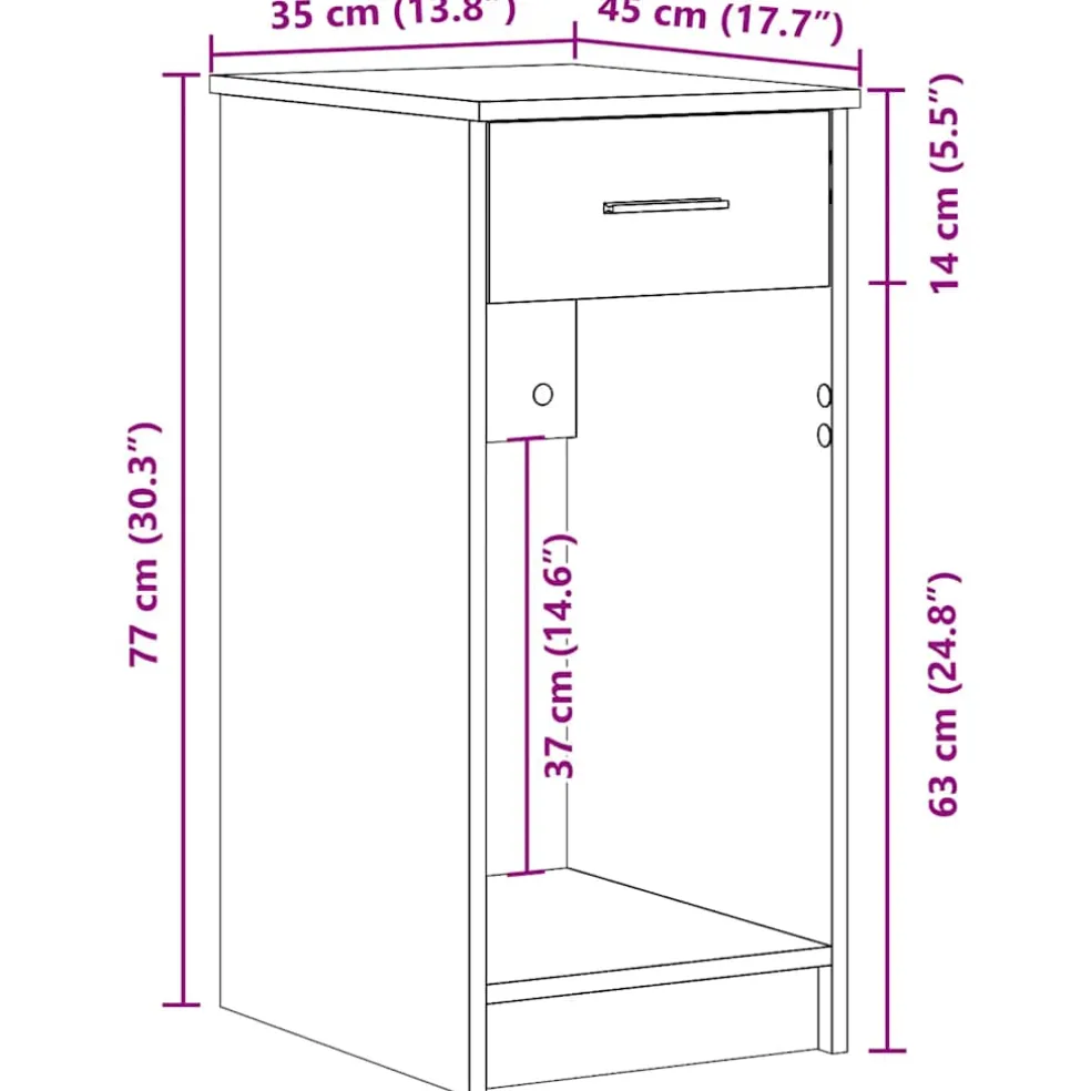 vidaXL Computertorenstandaard met lade 35x45x77 cm artisanaal eiken