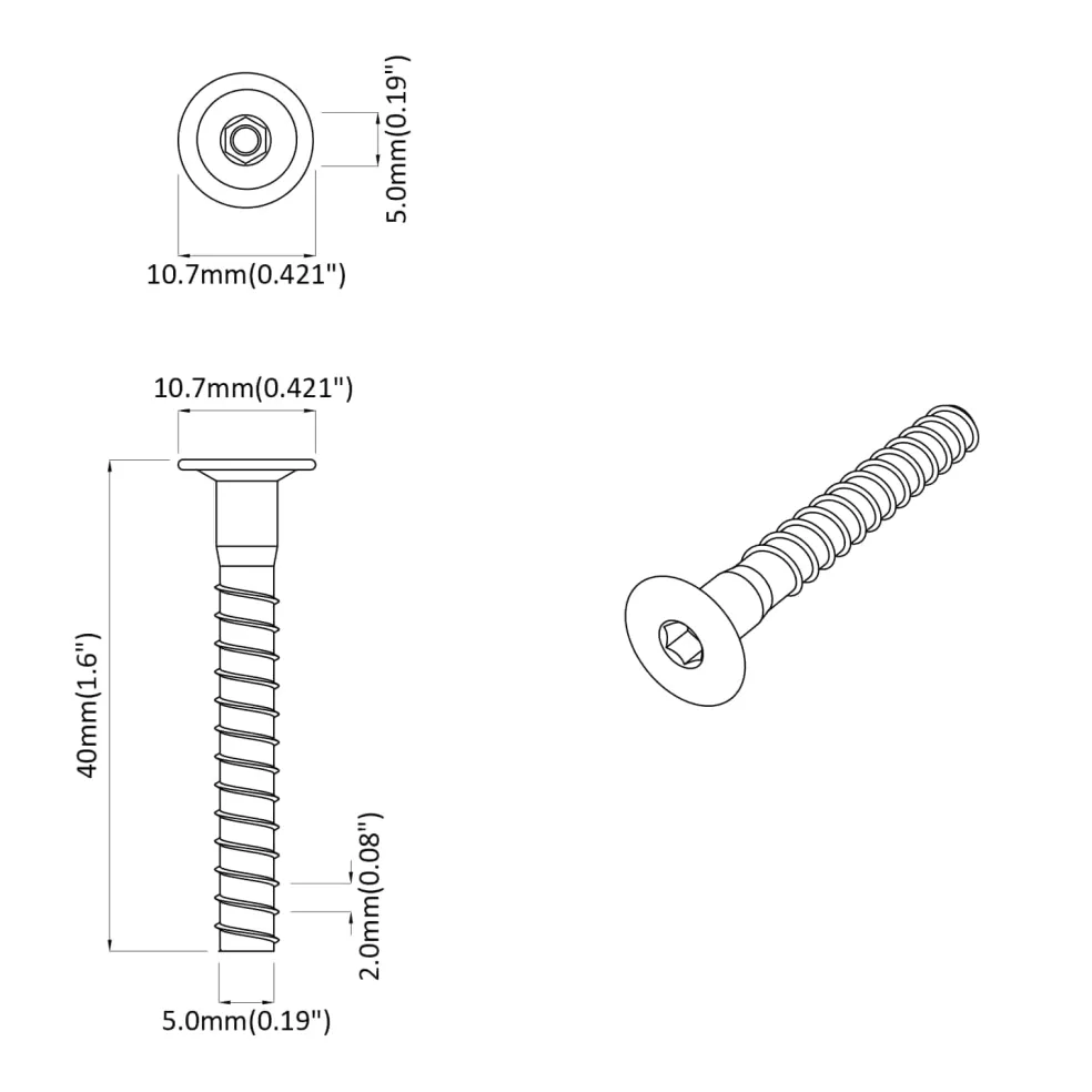 vidaXL Confirmatschroeven 2 st zilver Ø5 x 40 mm Metaal