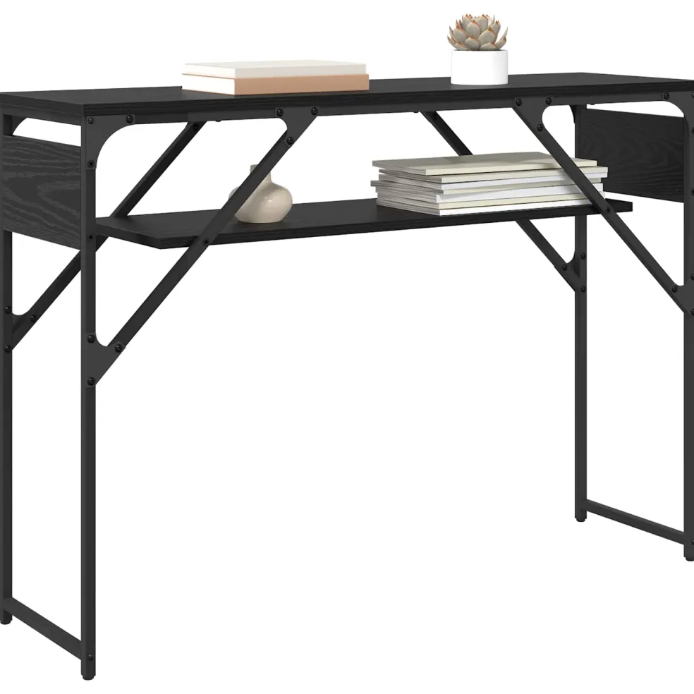 vidaXL Consoletafel Zwart Eiken Bewerkt hout 105x30x75cm