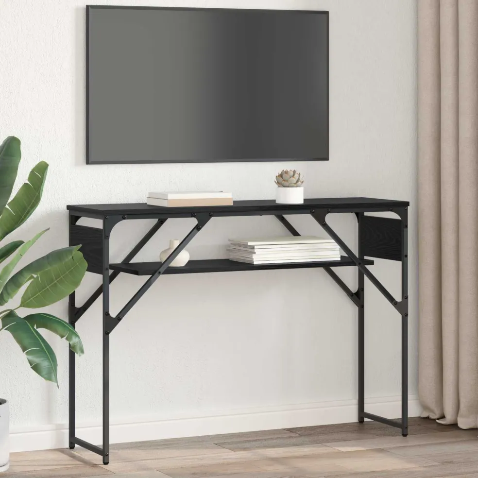 vidaXL Consoletafel Zwart Eiken Bewerkt hout 105x30x75cm