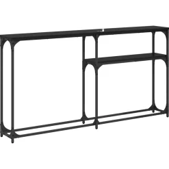 vidaXL Consoletafel Zwart Eiken 146 x 22,5 x 75 cm Bewerkt hout