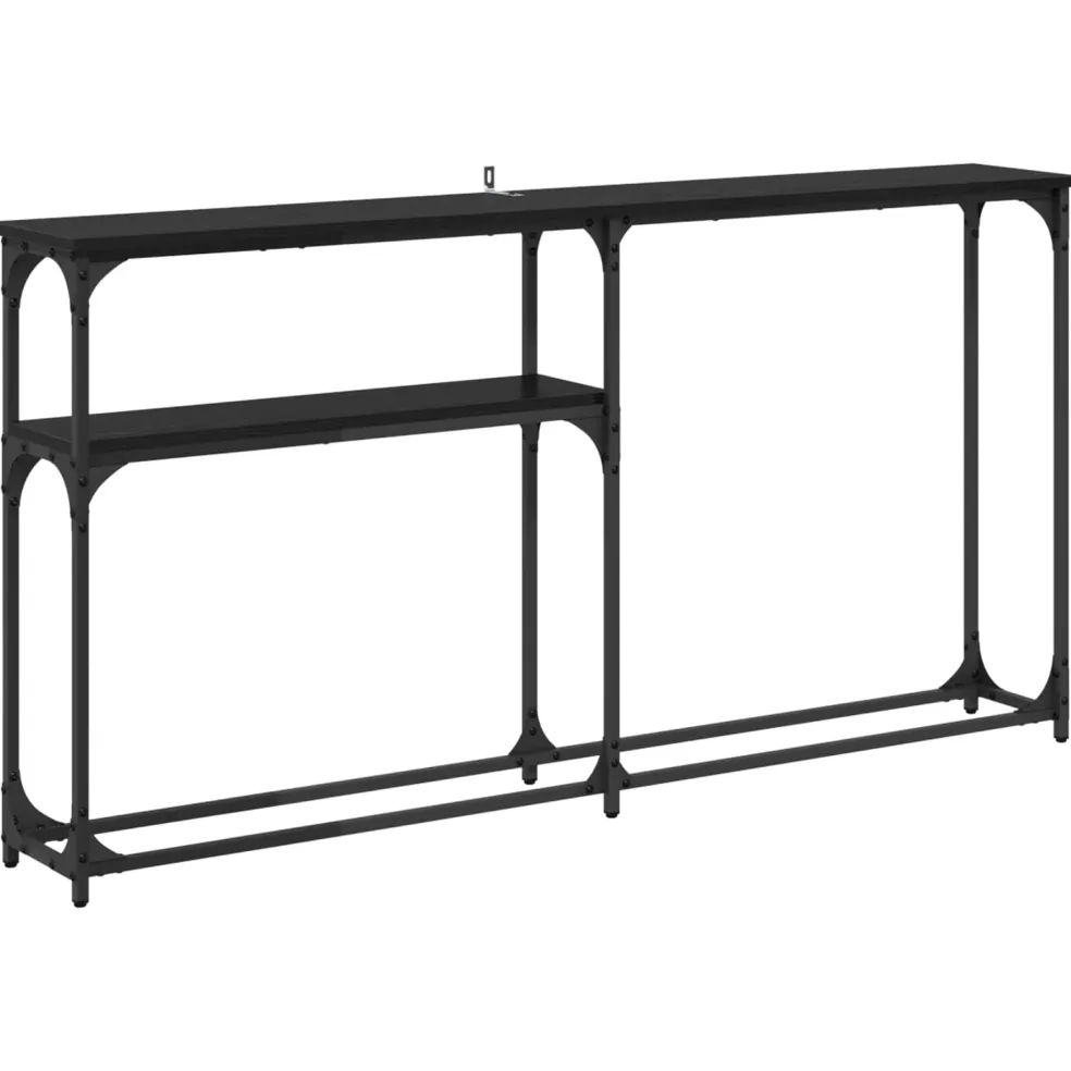 vidaXL Consoletafel Zwart Eiken 146 x 22,5 x 75 cm Bewerkt hout