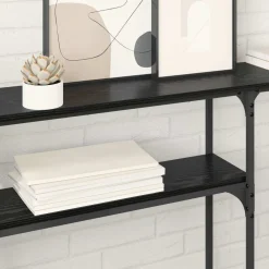 vidaXL Consoletafel Zwart Eiken 146 x 22,5 x 75 cm Bewerkt hout