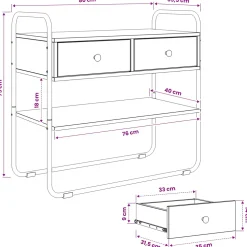 vidaXL Consoletafel Zwart eiken 80 x 40 x 75 cm Bewerkt hout