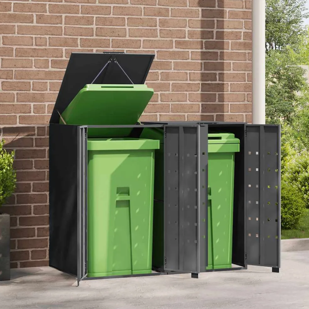 vidaXL Containerberging 2 containers 138x79x117 cm staal antraciet