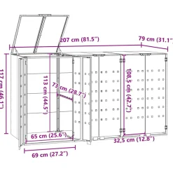 vidaXL Containerberging 3 containers 207x79x117 cm staal antraciet