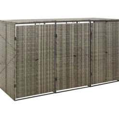 vidaXL Containerberging driedubbel 207x80x117 cm poly rattan grijs