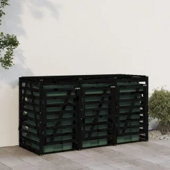 vidaXL Containerberging drievoudig massief grenenhout zwart