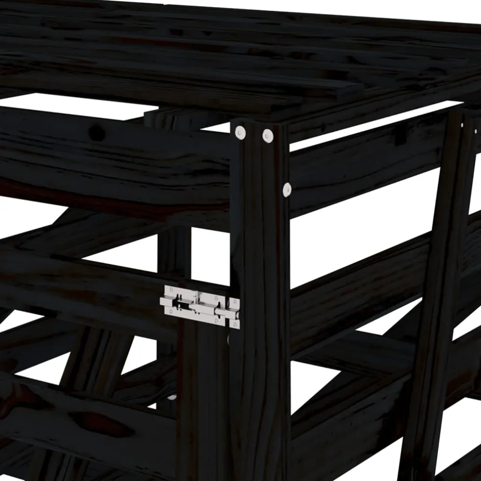 vidaXL Containerberging drievoudig massief grenenhout zwart