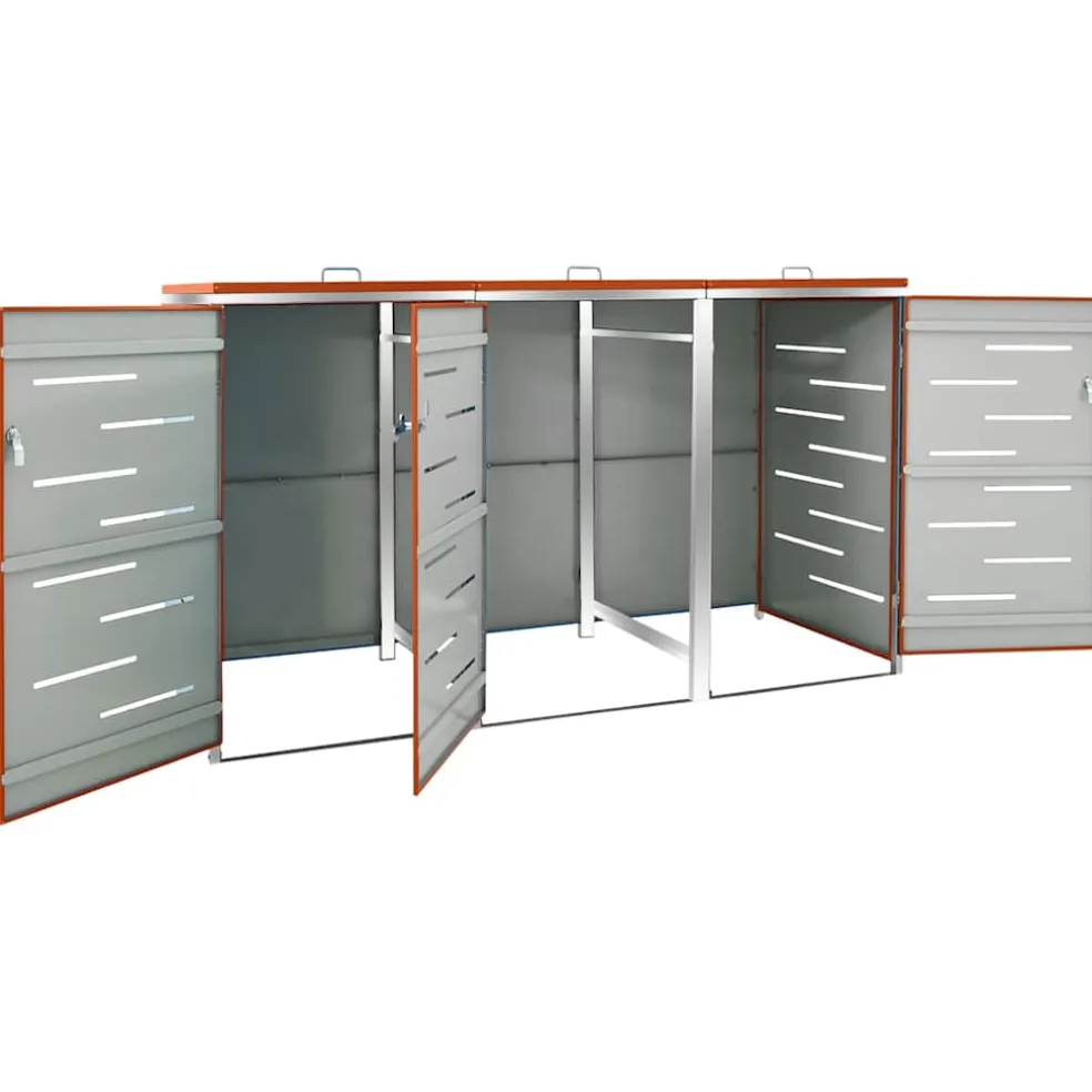 vidaXL Containerberging driedubbel 207x77,5x115 cm roestvrij staal