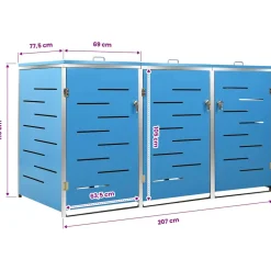 vidaXL Containerberging driedubbel 207x77,5x115 cm roestvrij staal