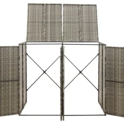 vidaXL Containerberging dubbel 140x80x117 cm poly rattan grijs