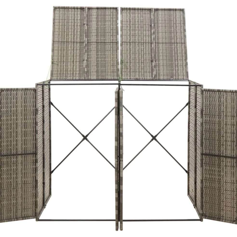 vidaXL Containerberging dubbel 140x80x117 cm poly rattan grijs