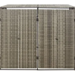 vidaXL Containerberging dubbel 140x80x117 cm poly rattan grijs