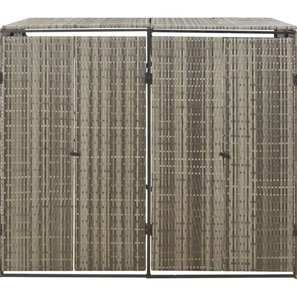 vidaXL Containerberging dubbel 140x80x117 cm poly rattan grijs