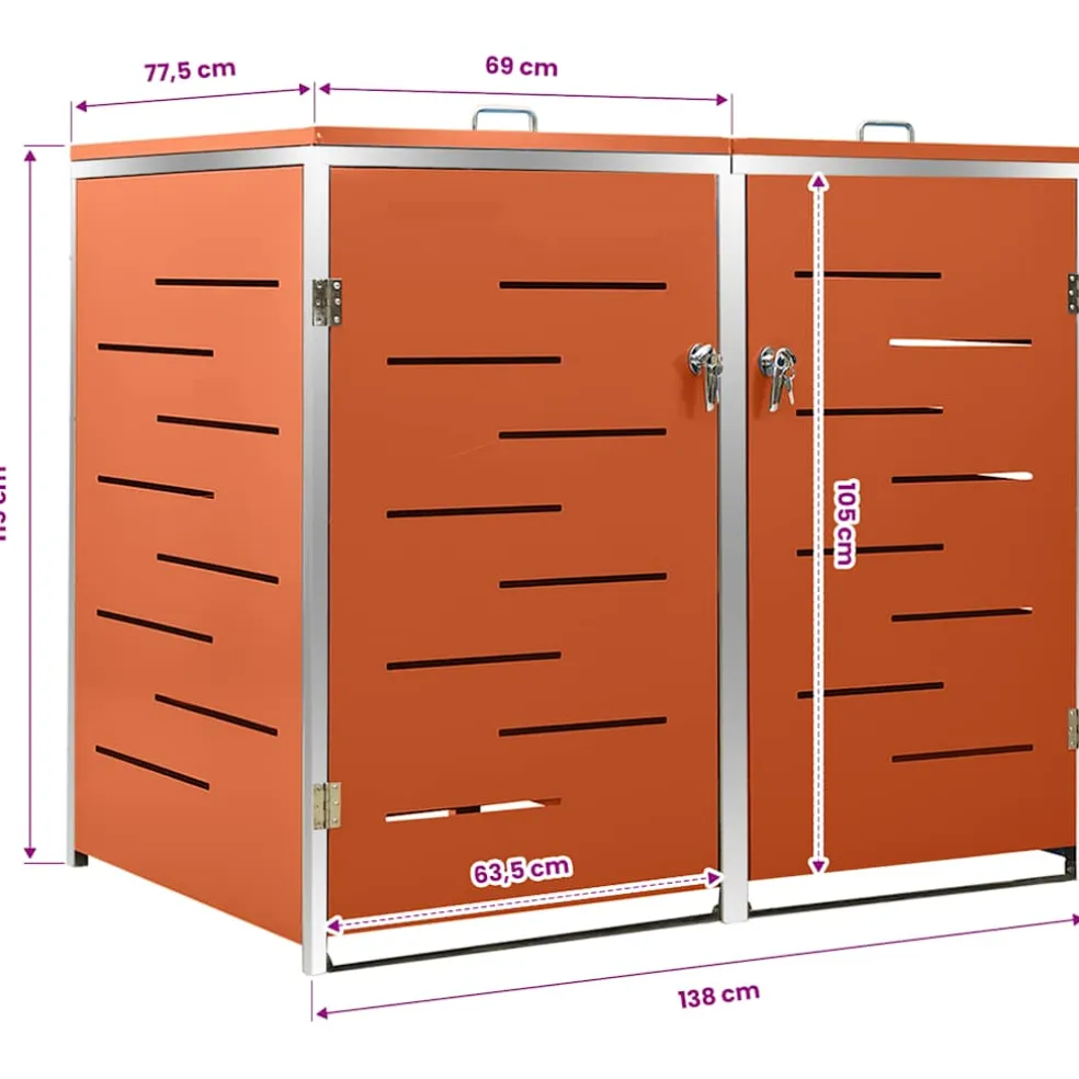vidaXL Containerberging dubbel 138x77,5x115 cm roestvrij staal