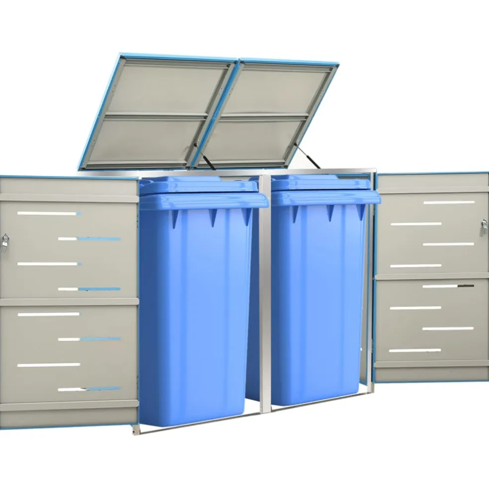 vidaXL Containerberging dubbel 138x77,5x115 cm roestvrij staal