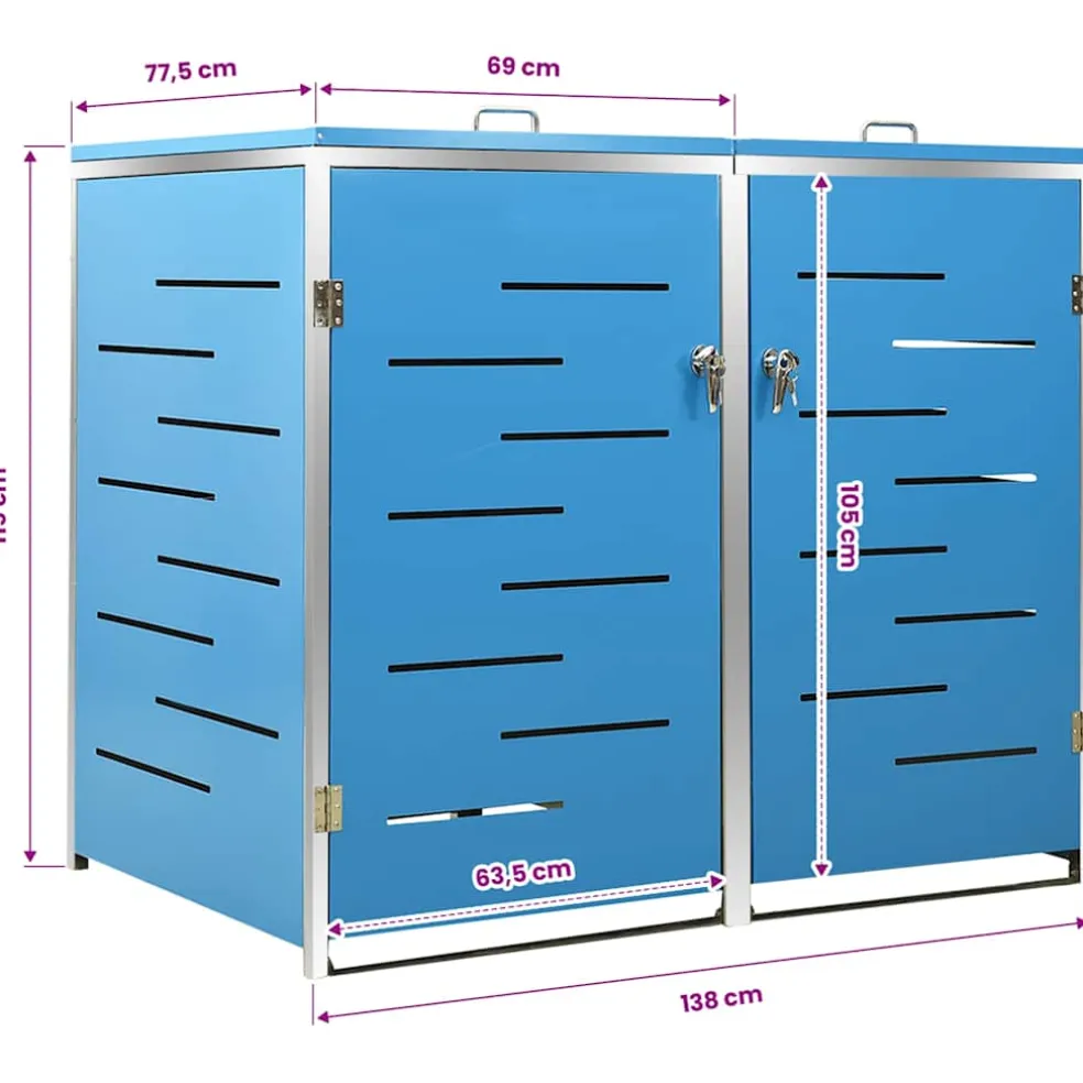 vidaXL Containerberging dubbel 138x77,5x115 cm roestvrij staal