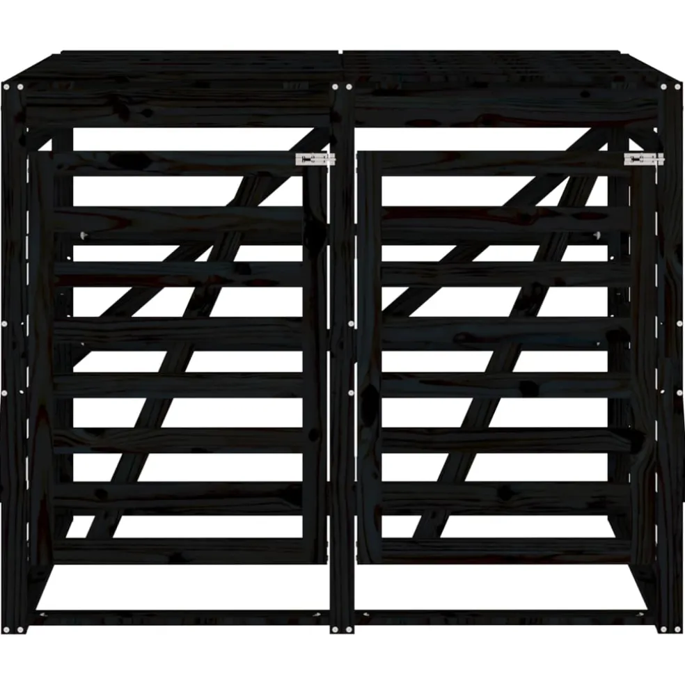 vidaXL Containerberging dubbel massief grenenhout zwart