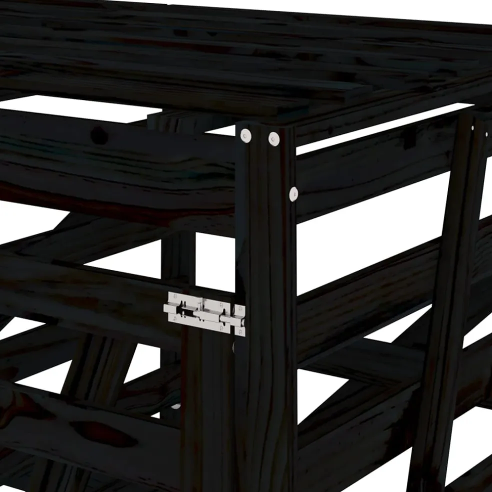 vidaXL Containerberging dubbel massief grenenhout zwart