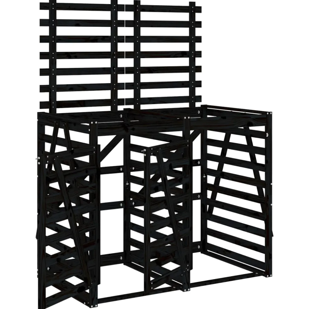 vidaXL Containerberging dubbel massief grenenhout zwart