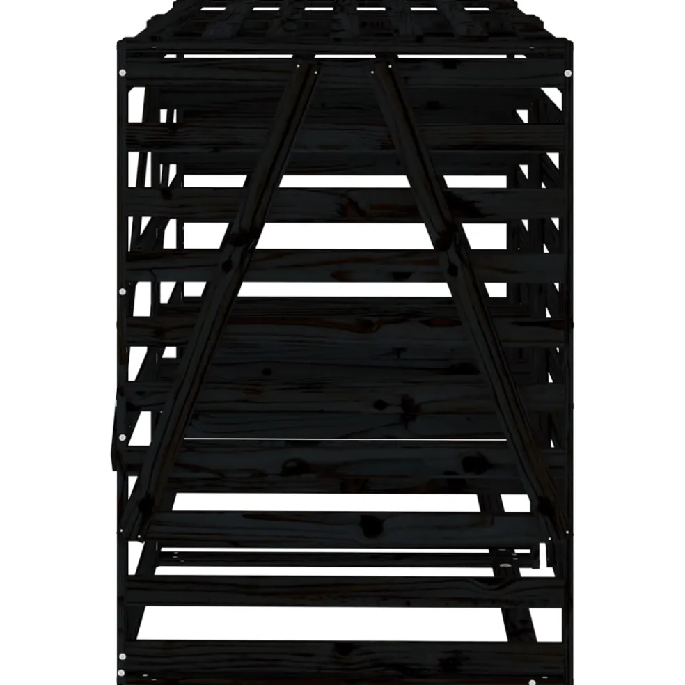 vidaXL Containerberging dubbel massief grenenhout zwart