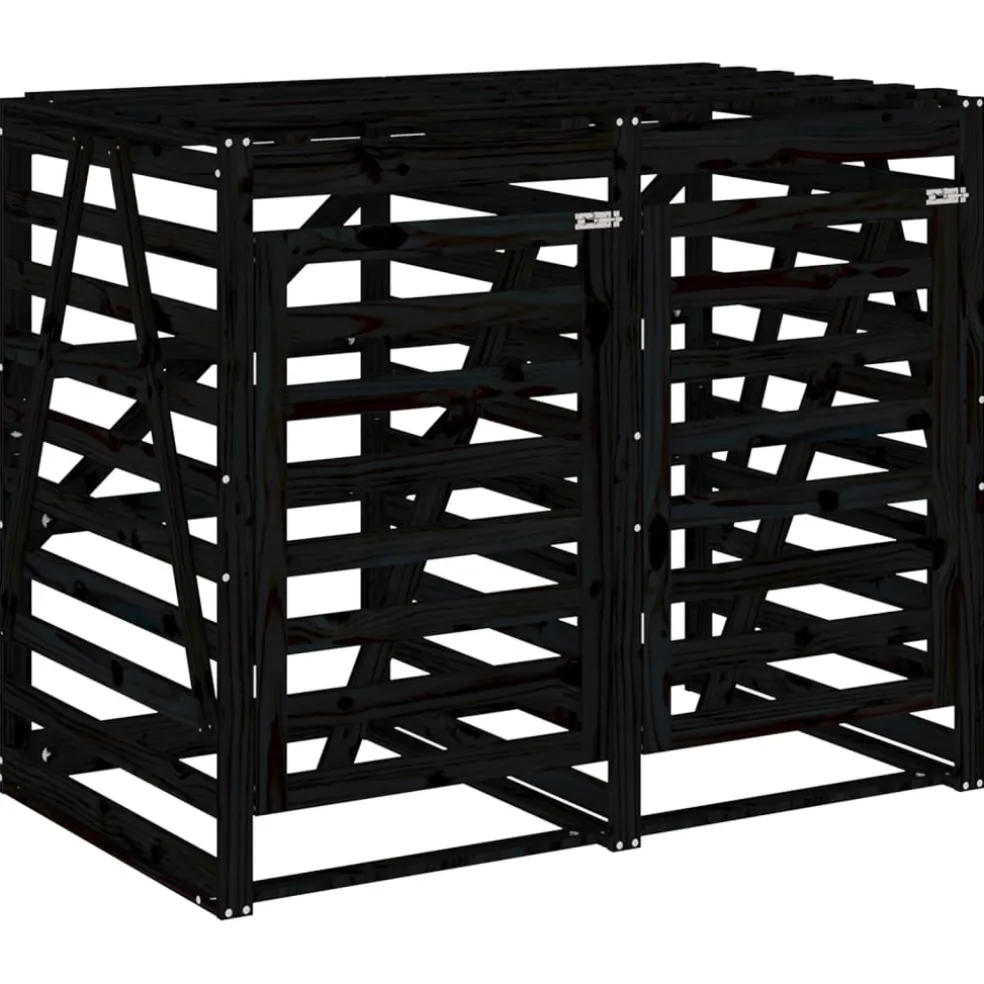 vidaXL Containerberging dubbel massief grenenhout zwart