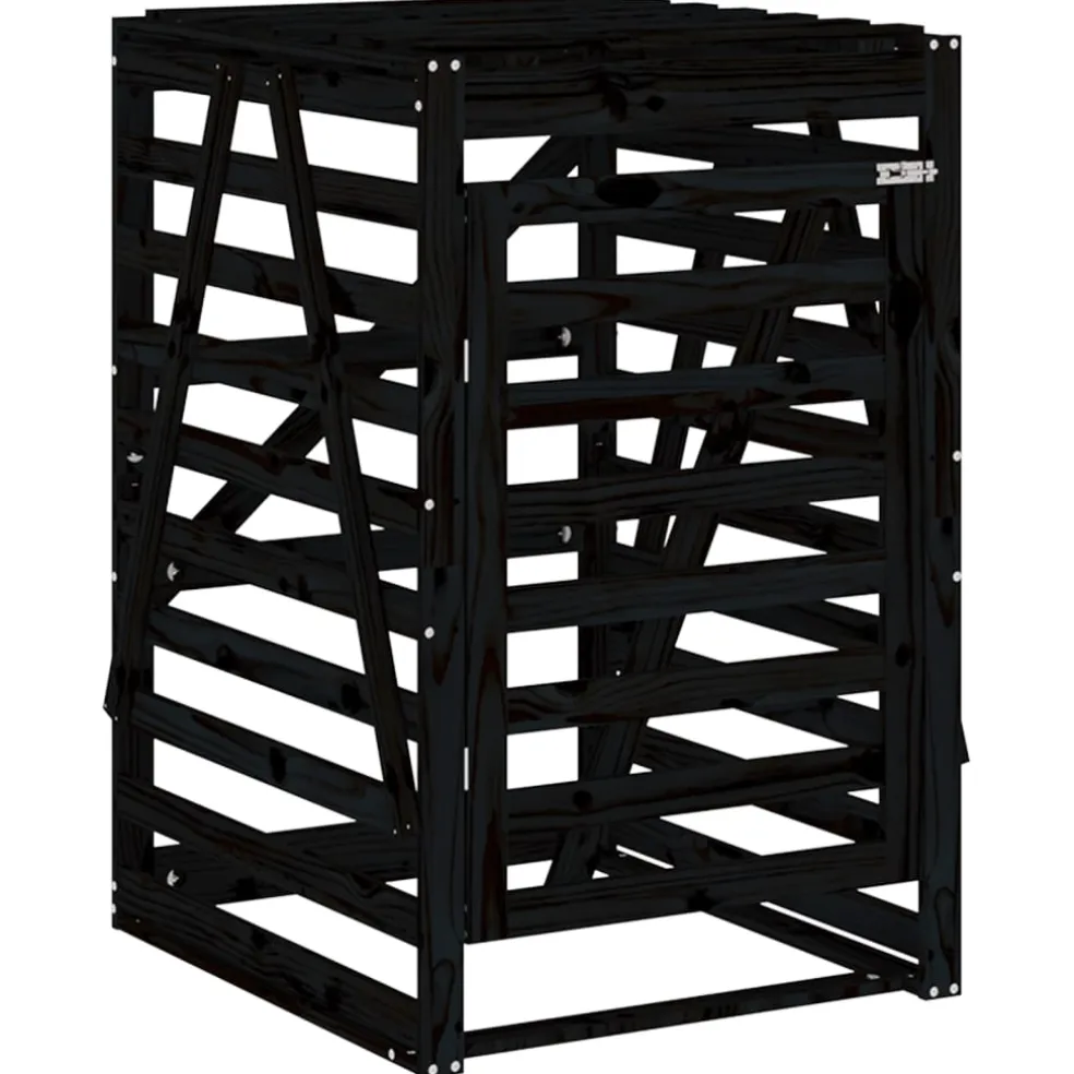vidaXL Containerberging dubbel massief grenenhout zwart