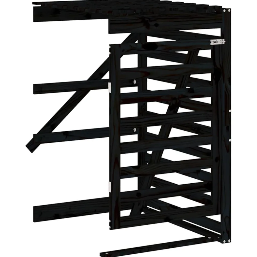 vidaXL Containerberging dubbel massief grenenhout zwart