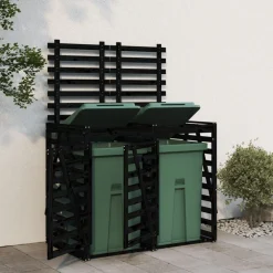 vidaXL Containerberging dubbel massief grenenhout zwart