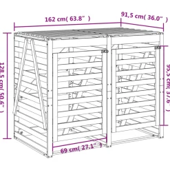 vidaXL Containerberging dubbel massief grenenhout zwart