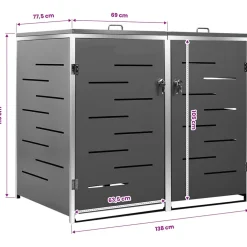vidaXL Containerberging dubbel 138x77,5x115 cm roestvrij staal