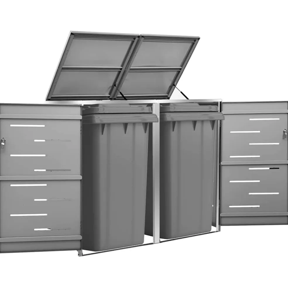 vidaXL Containerberging dubbel 138x77,5x115 cm roestvrij staal