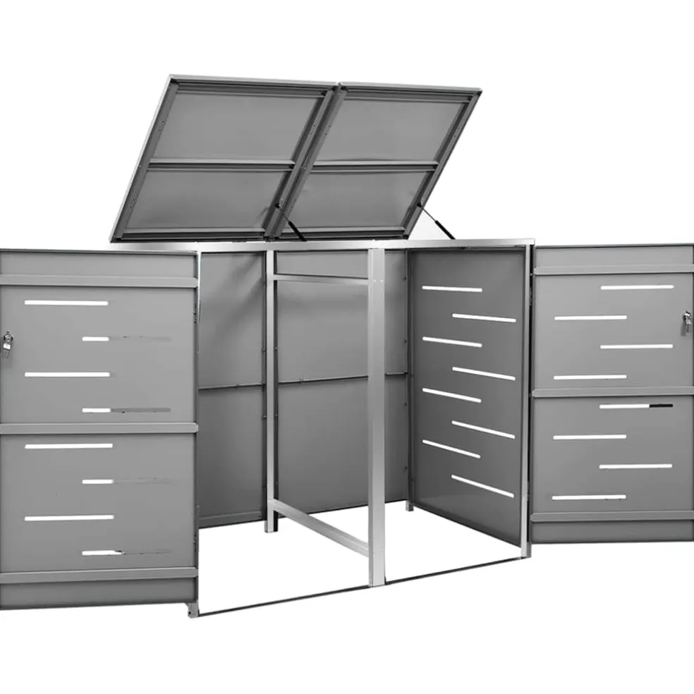 vidaXL Containerberging dubbel 138x77,5x115 cm roestvrij staal