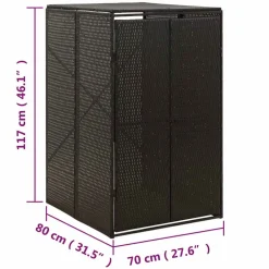 vidaXL Containerberging enkel 70x80x117 cm poly rattan zwart