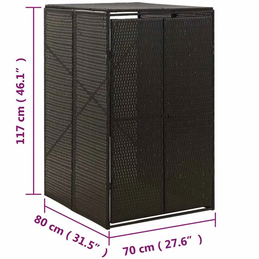 vidaXL Containerberging enkel 70x80x117 cm poly rattan zwart