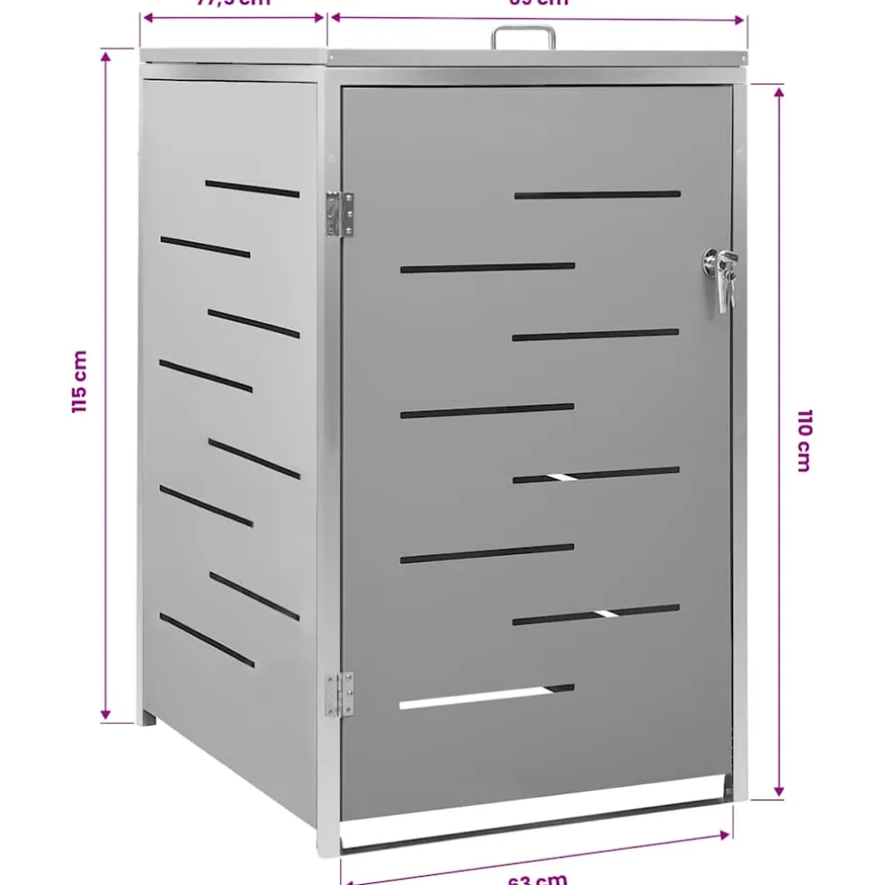 vidaXL Containerberging enkel 69x77,5x115 cm roestvrij staal