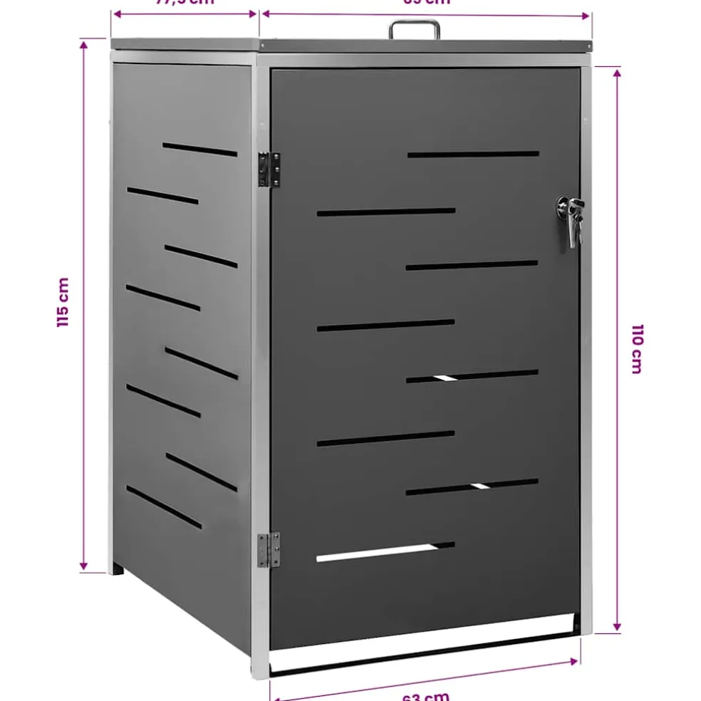 vidaXL Containerberging enkel 69x77,5x115 cm roestvrij staal