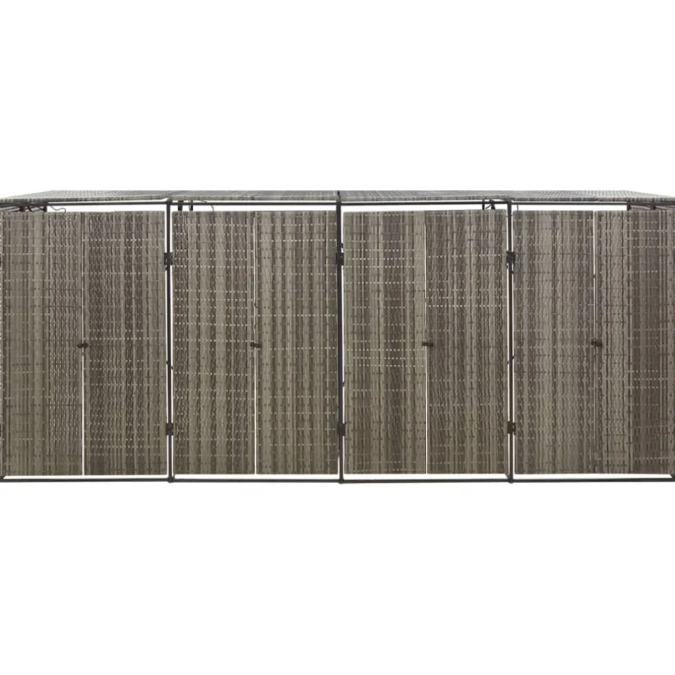 vidaXL Containerberging viervoudig 274x80x117 cm poly rattan grijs