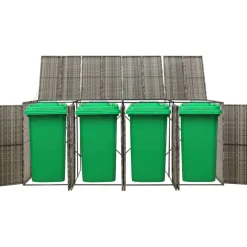 vidaXL Containerberging viervoudig 274x80x117 cm poly rattan grijs