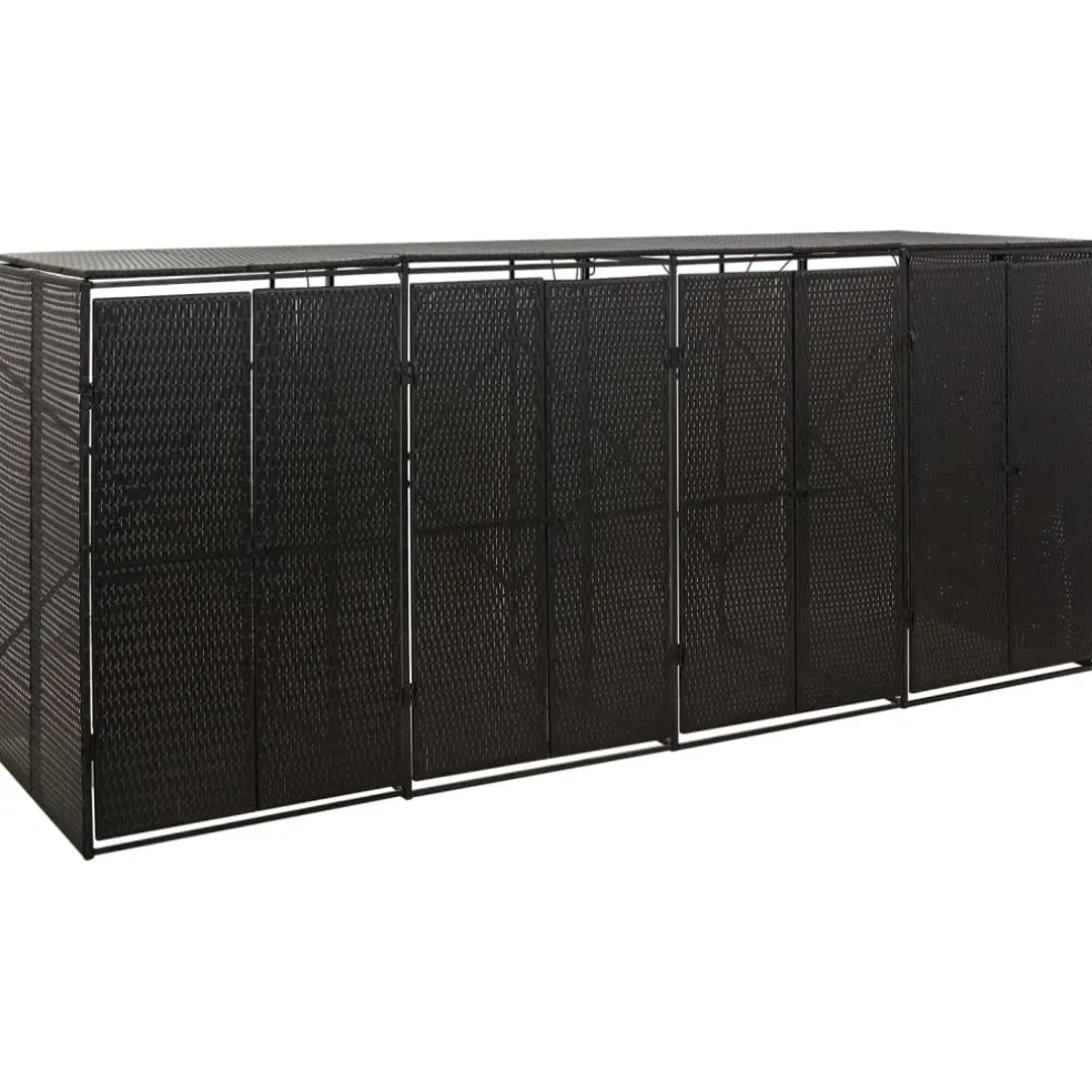vidaXL Containerberging viervoudig 274x80x117 cm poly rattan zwart