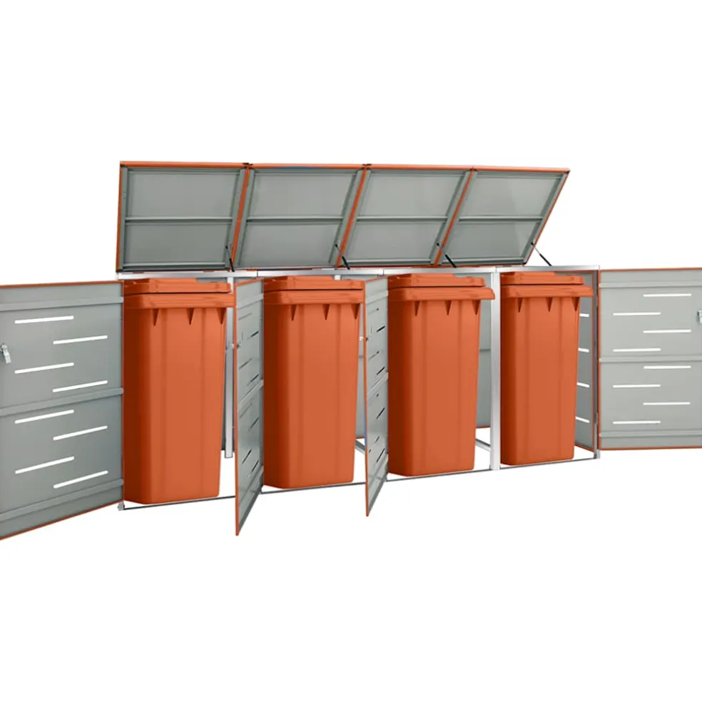 vidaXL Containerberging vierdubbel 276,5x77,5x115 cm roestvrij staal