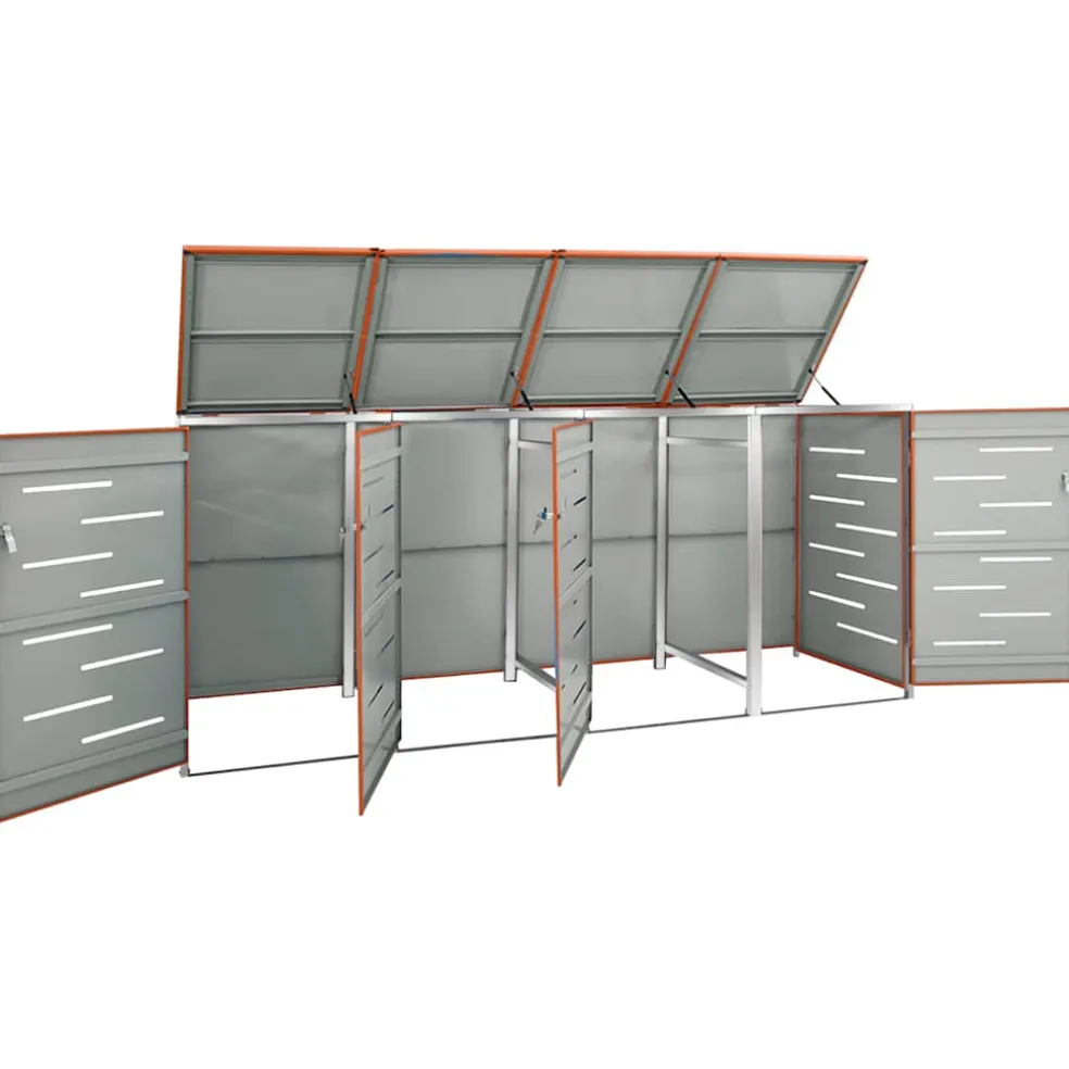 vidaXL Containerberging vierdubbel 276,5x77,5x115 cm roestvrij staal