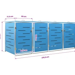 vidaXL Containerberging vierdubbel 276,5x77,5x115 cm roestvrij staal